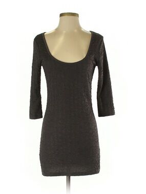 Arden B Brown Size S 3/4 Sleeve BodyCon Sheath Scoop Neck Mini Short Dress